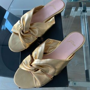 J. Crew Metallic Knotted Leather Slides
